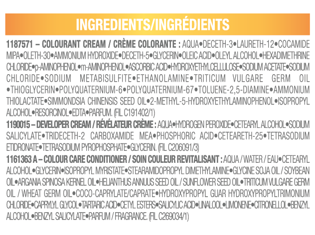 Belle Color Shade 8N 00603084494835 ingredient list